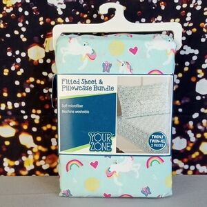 🛝 Unicorn Fitted Sheet & Pillowcase Bundle